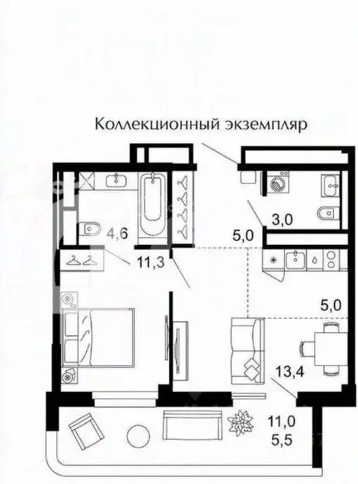 1-к кв. Краснодарский край, Сочи Виноградная ул., 195/6А (47.8 м) - Фото 2