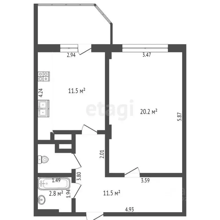 1-к кв. Ханты-Мансийский АО, Нефтеюганск 16а мкр, 91к1 (47.5 м) - Фото 0