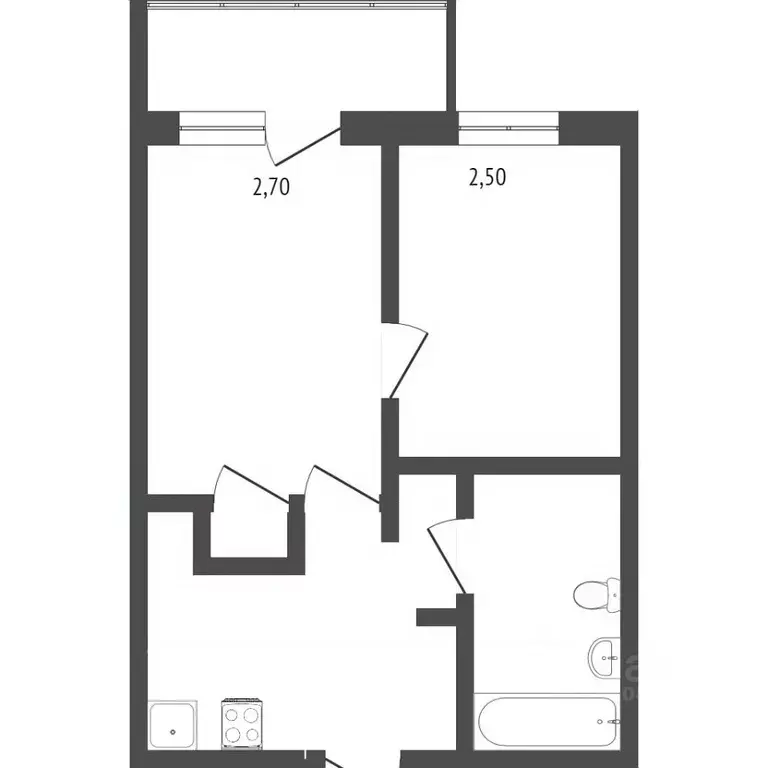 2-к кв. Омская область, Омск ул. Ватутина, 33 (35.0 м) - Фото 1