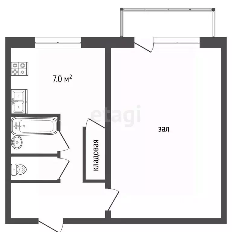 1-к кв. Кемеровская область, Топки ул. Революции (35.8 м) - Фото 1
