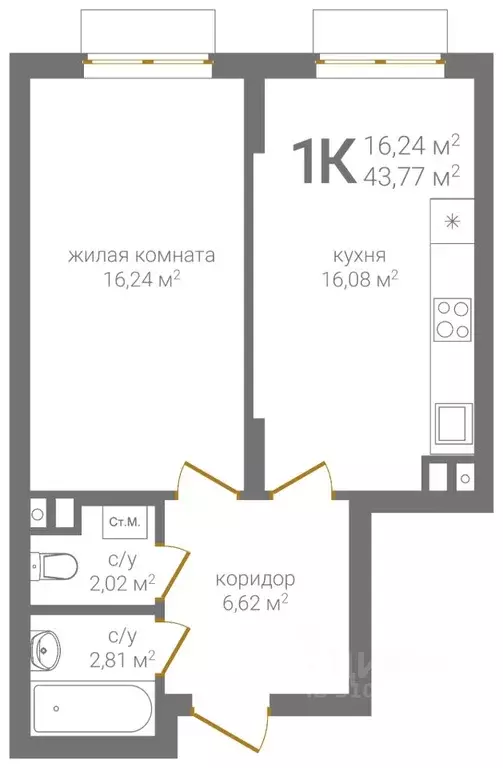 1-к кв. Нижегородская область, Нижний Новгород 2-я Оранжерейная ул., 4 ... - Фото 1