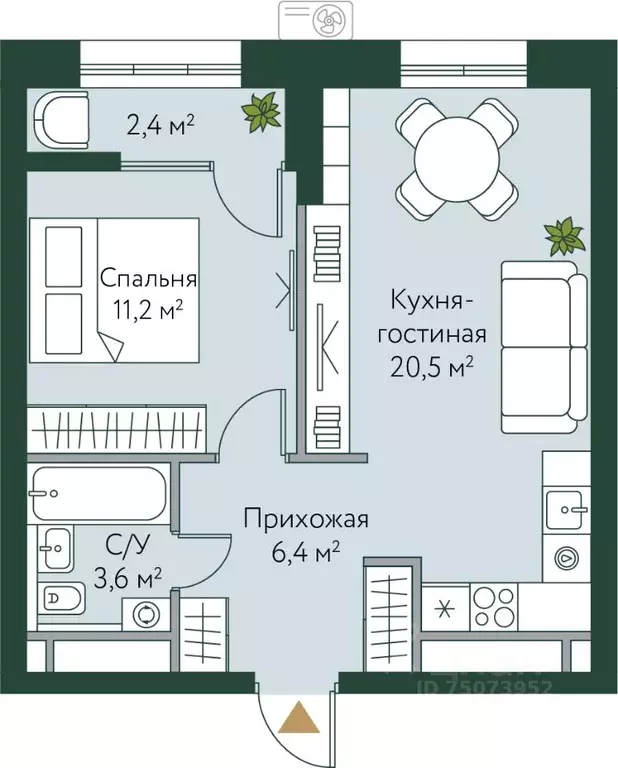 1-к кв. Волгоградская область, Волгоград Новосибирская ул., 74с1 (44.1 ... - Фото 0