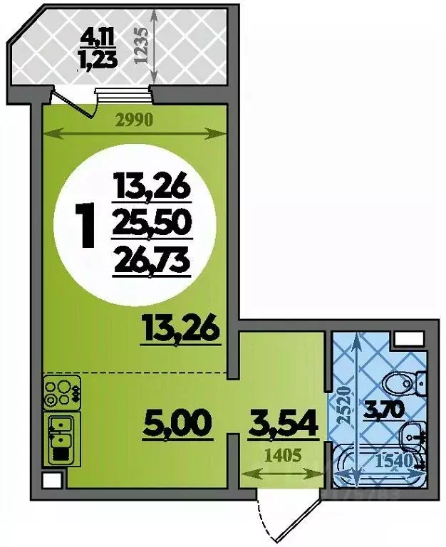 Студия Краснодарский край, Краснодар пос. Березовый, ул. Имени ... - Фото 1