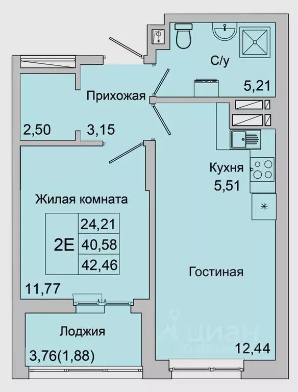 2-к кв. Ростовская область, Батайск ул. Булгакова, 11 (42.46 м) - Фото 1