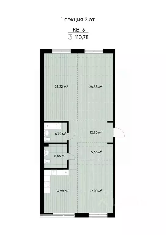 3-к кв. Иркутская область, Иркутск ул. Лебедева-Кумача, 25 (110.78 м) - Фото 0