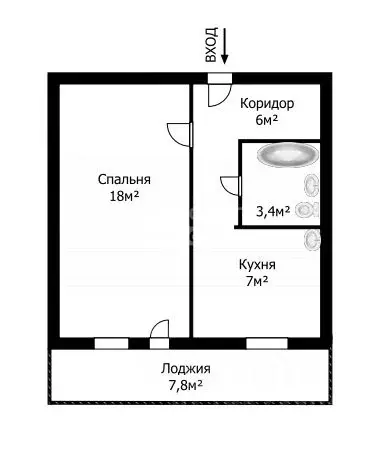 1-к кв. Томская область, Томск тракт Иркутский, 193А (38.55 м) - Фото 2