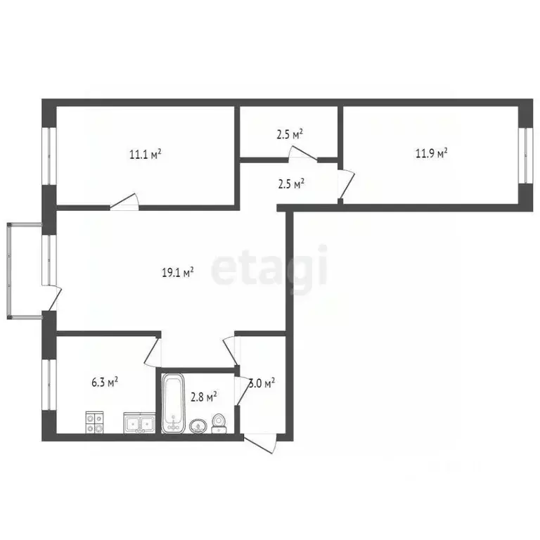 3-к кв. Ростовская область, Батайск Авиагородок мкр, 9 (56.0 м) - Фото 0