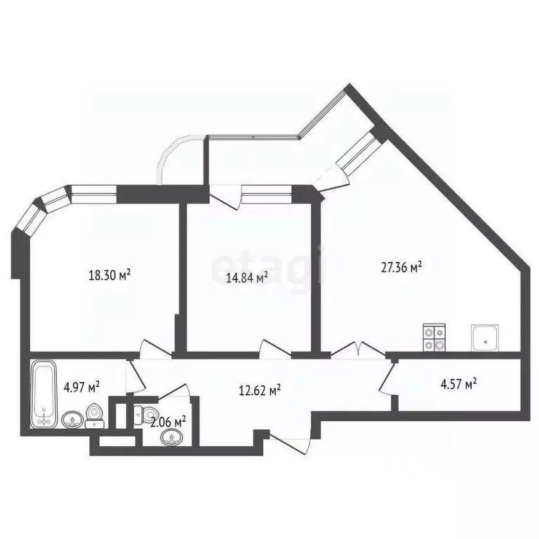 2-к кв. Ханты-Мансийский АО, Сургут ул. Мелик-Карамова, 4 (84.0 м) - Фото 1