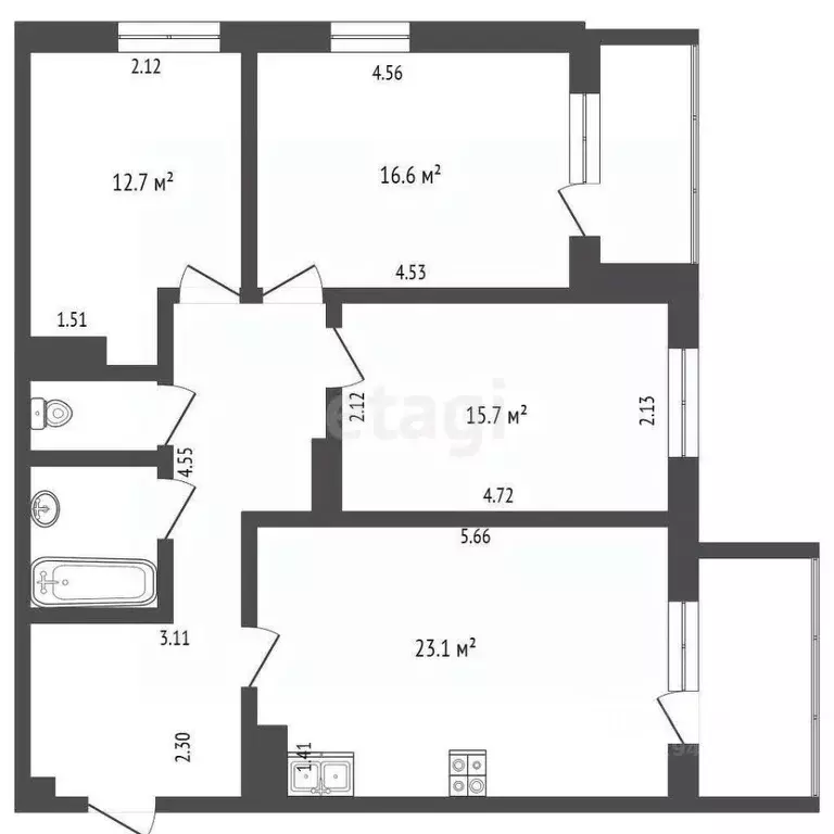 3-к кв. Мордовия, Саранск Садовая ул., 21 (89.0 м) - Фото 2
