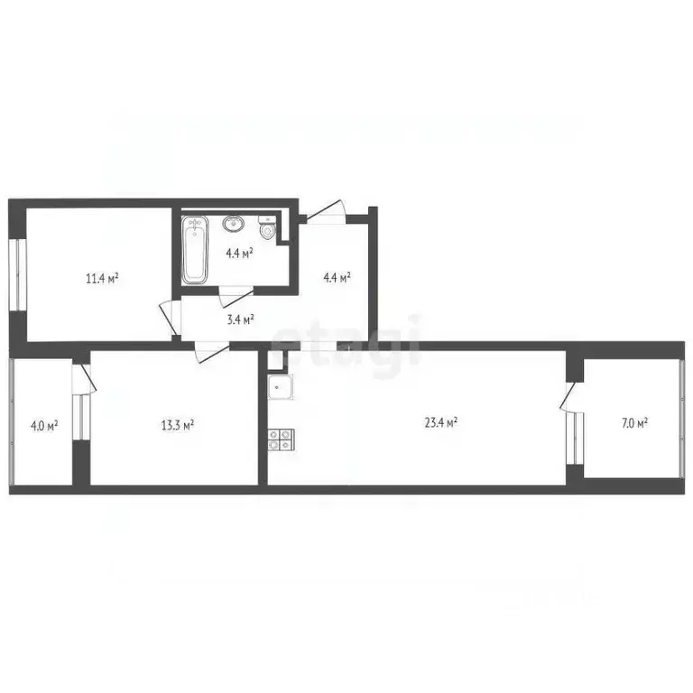 2-к кв. Тюменская область, Тюменский муниципальный округ, с. Ембаево ... - Фото 2