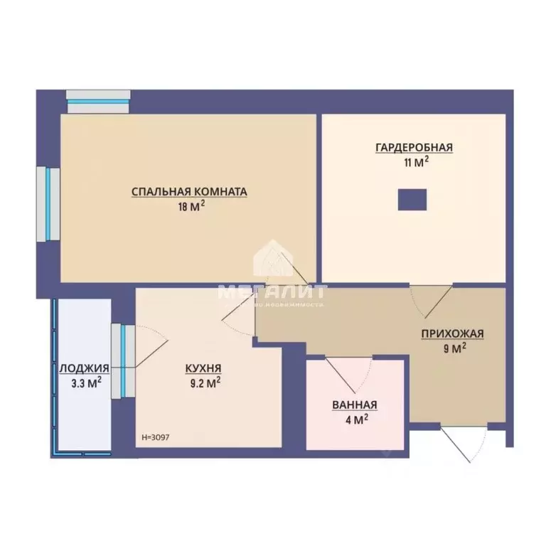 1-к кв. Татарстан, Казань ул. Островского, 107 (55.8 м) - Фото 2