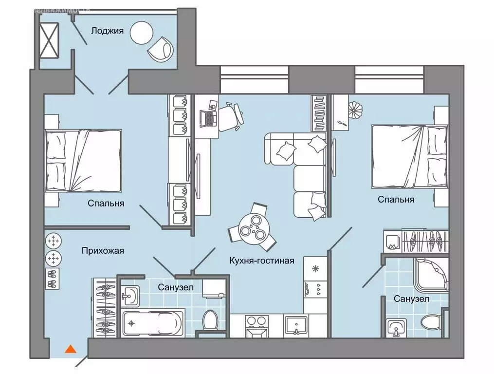 2-комнатная квартира: село Первомайский, ЖК Знак, 22 (66 м) - Фото 1