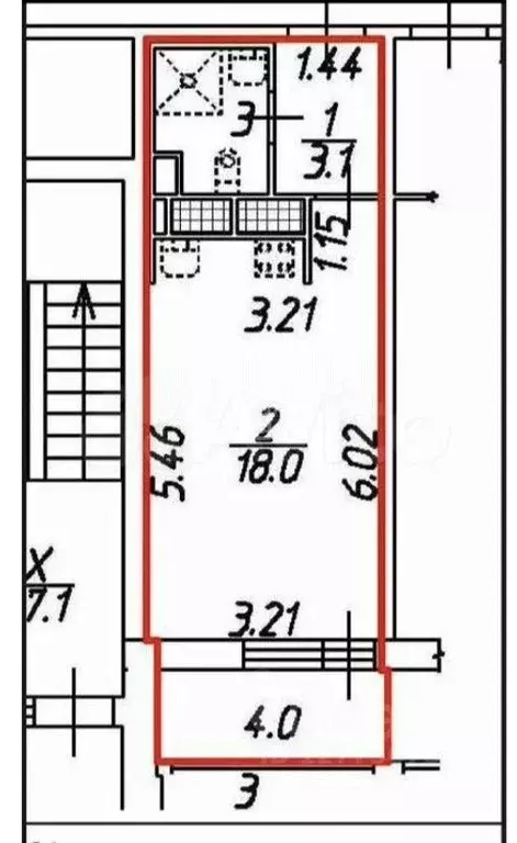 Студия Санкт-Петербург ул. Адмирала Черокова, 18к2 (24.0 м) - Фото 2