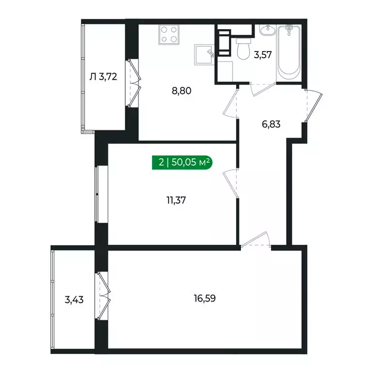 2-комнатная квартира: Сертолово, Центральная улица, 15 (46.8 м) - Фото 0