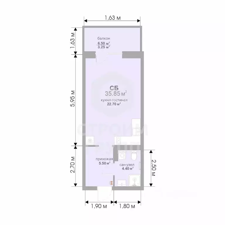 Студия Владимирская область, Владимир Текстильщик СНТ,  (35.55 м) - Фото 2