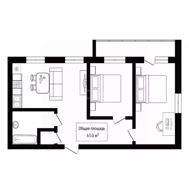 3-к кв. Алтай, Горно-Алтайск ул. Валерия Чаптынова (63.0 м) - Фото 2