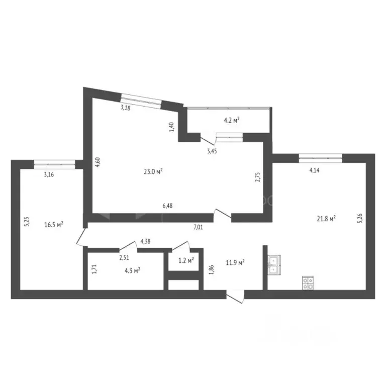 2-к кв. Тюменская область, Тюмень Харьковская ул., 64 (79.2 м) - Фото 1