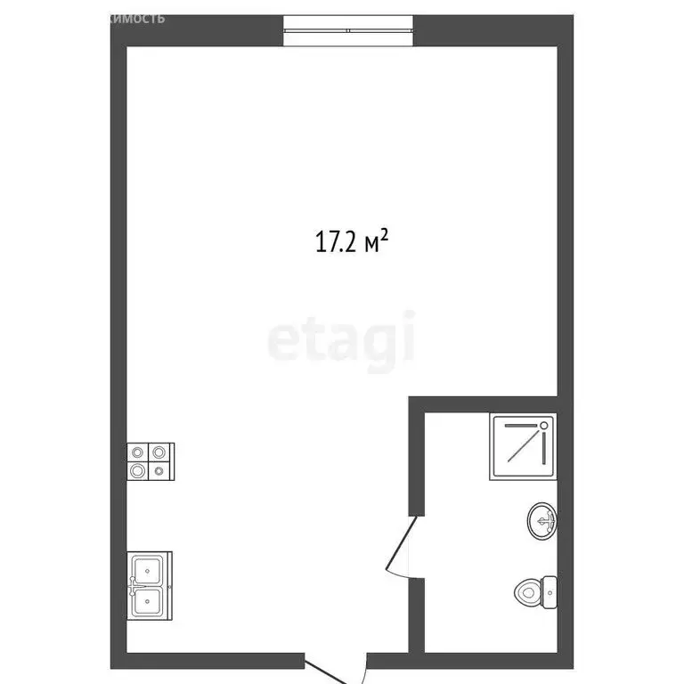 1к в -комнатной квартире (17 м) - Фото 1