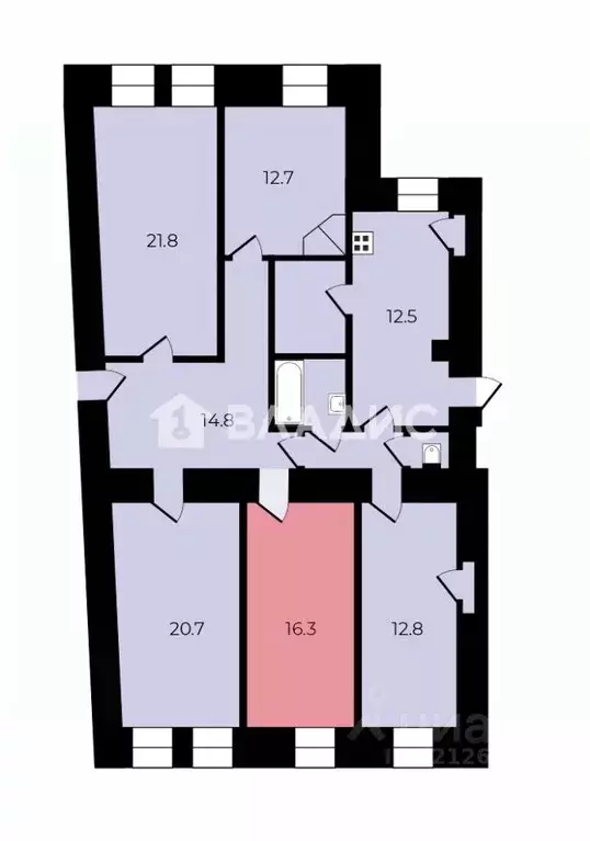 Комната Санкт-Петербург Манежный пер., 15-17 (16.3 м) - Фото 2