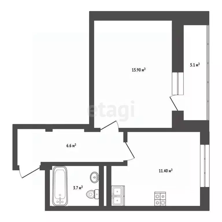 1-к кв. Ямало-Ненецкий АО, Новый Уренгой Сибирская ул., 31А (37.5 м) - Фото 1