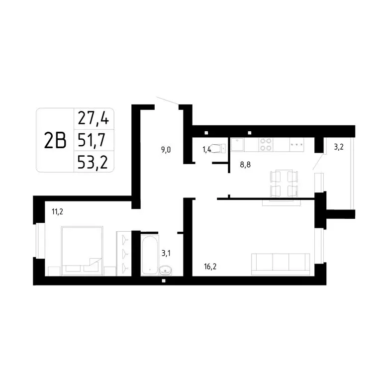 2-комнатная квартира: Стерлитамак, Магистральная улица, 78 (53.3 м) - Фото 0