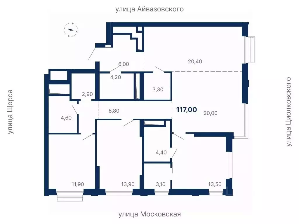 3-к кв. Свердловская область, Екатеринбург ул. Московская, 247А (117.0 ... - Фото 0