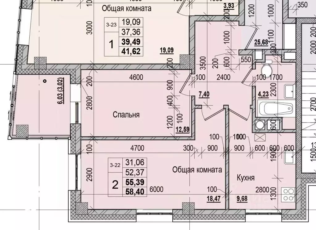 2-к кв. Саха (Якутия), Якутск ул. Чкалова, 47 (55.39 м) - Фото 1
