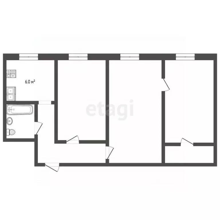 3-к кв. Московская область, Клин ул. Карла Маркса, 75 (55.8 м) - Фото 2