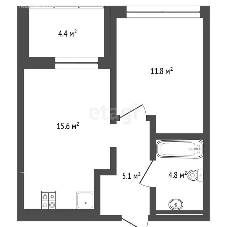 1-комнатная квартира: Тюмень, улица Муравленко, 9к1 (37.4 м) - Фото 1