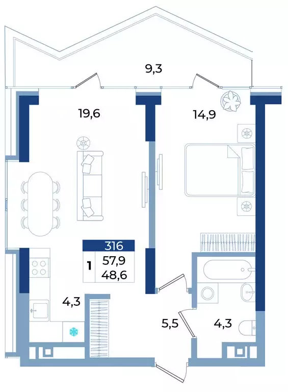 1-комнатная квартира: Алушта, Октябрьская улица, 10 (57.9 м) - Фото 1