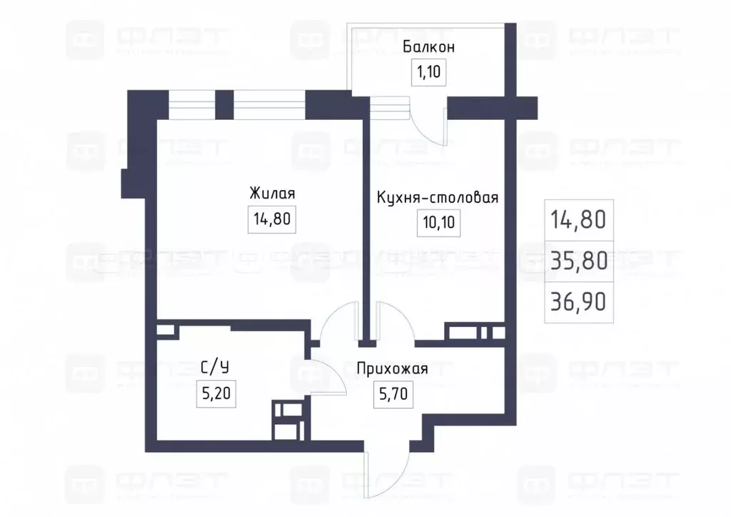 1-к кв. Татарстан, Казань ул. Академика Губкина, 12Б (35.8 м) - Фото 1