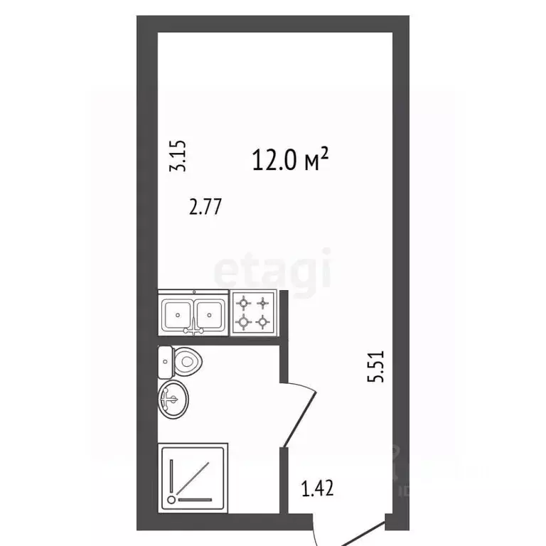 Студия Санкт-Петербург пер. Гривцова, 4к2 (14.7 м) - Фото 2