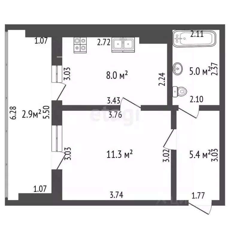 1-к кв. Калининградская область, Калининград Орудийная ул., 32Вк1 ... - Фото 1
