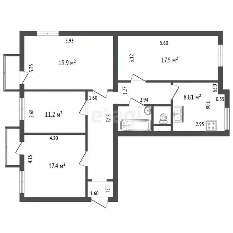 4-к кв. Санкт-Петербург Большой Сампсониевский просп., 38-40 (94.0 м) - Фото 2