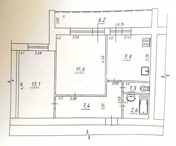 2-к. квартира, 51 м, 3/9 эт. - Фото 0