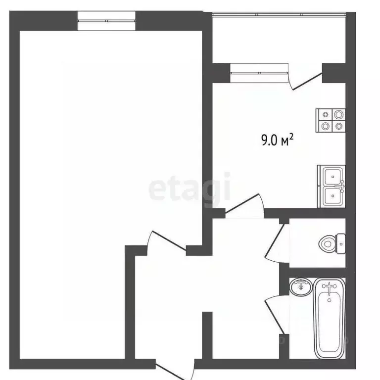1-к кв. Кемеровская область, Новокузнецк просп. Мира, 32 (40.7 м) - Фото 1