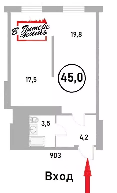 1-к кв. Санкт-Петербург Таллинская ул., 11с2 (45.0 м) - Фото 1