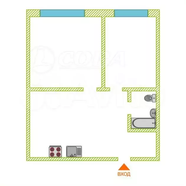 2-к. квартира, 35 м, 1/8 эт. - Фото 0