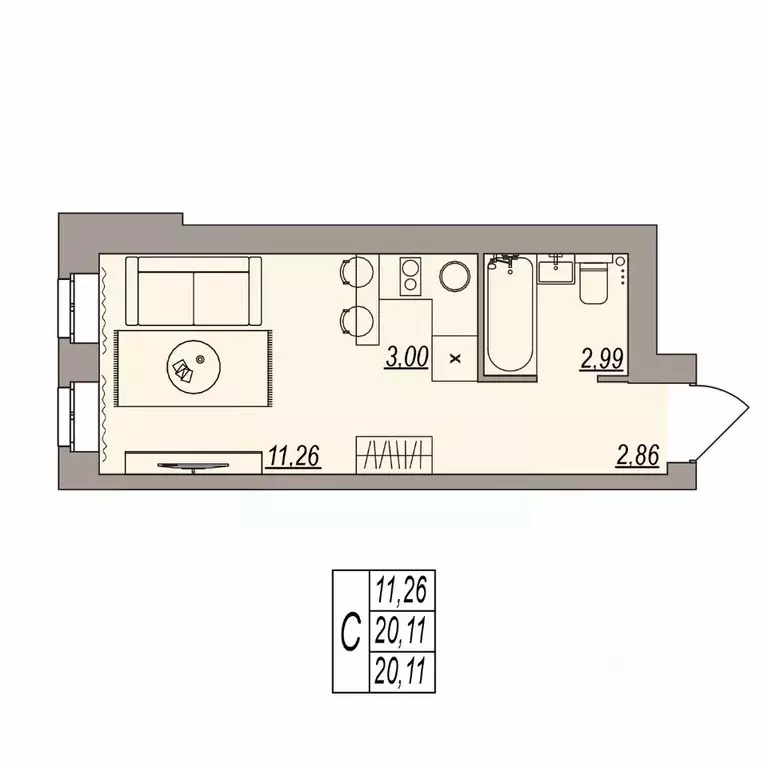 Студия Волгоградская область, Волгоград ул. Расула Гамзатова (20.11 м) - Фото 0