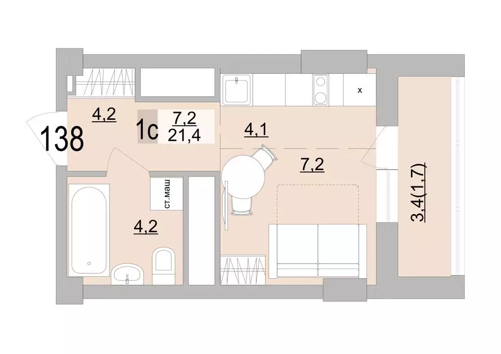 Квартира-студия: Екатеринбург, Черкасская улица, 5к3 (21.4 м) - Фото 0