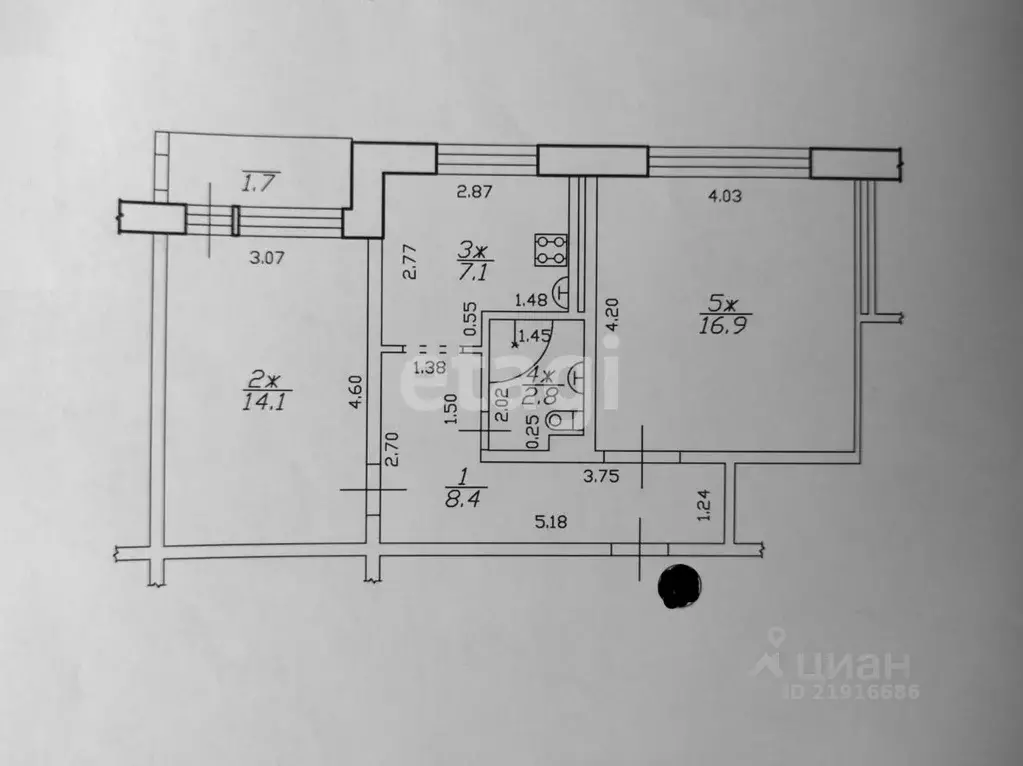2-к кв. Калининградская область, Балтийск Пионерская ул., 4 (51.0 м) - Фото 2