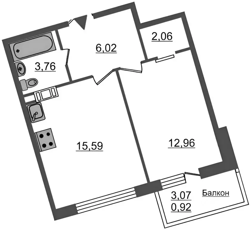 1-к кв. Санкт-Петербург ул. Плесецкая, 6 (43.0 м) - Фото 1