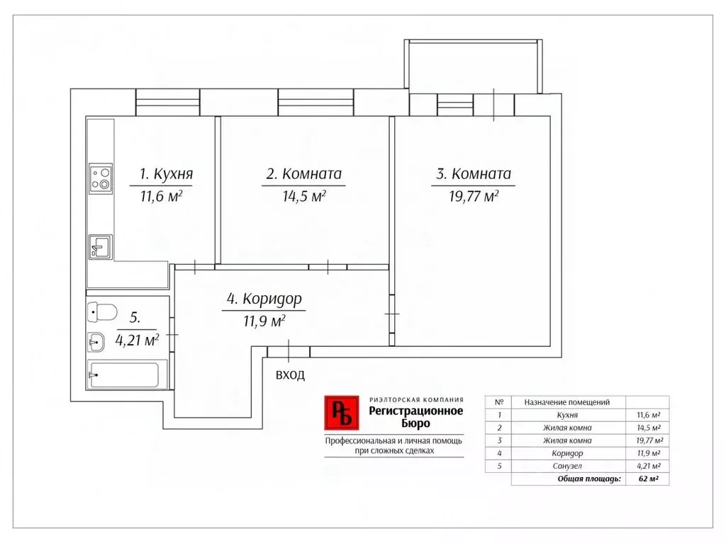 2-к кв. Кировская область, Киров ул. Слобода Лосево, 13 (60.0 м) - Фото 1