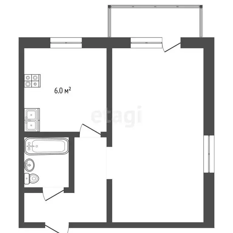 1-комнатная квартира: Чита, улица Труда, 5 (30.4 м) - Фото 1