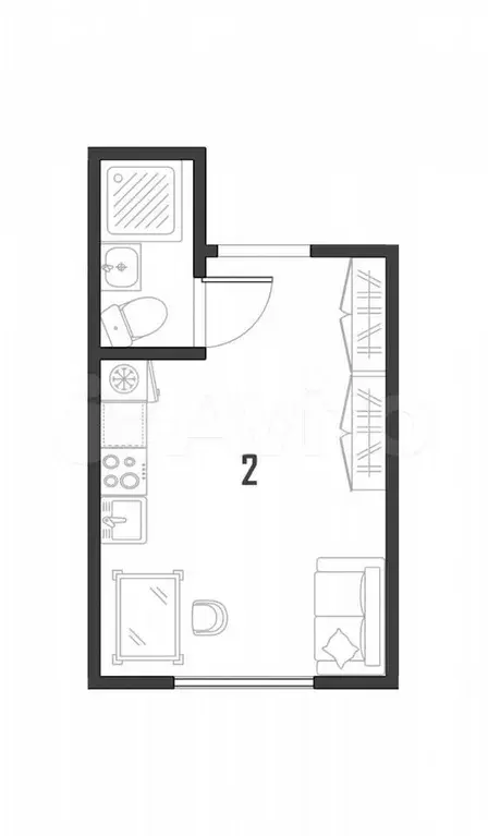 Квартира-студия, 12,6 м, 1/5 эт. - Фото 0
