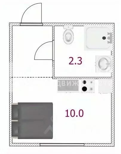 Студия Москва 3-я Магистральная ул., 20Б (13.0 м) - Фото 2