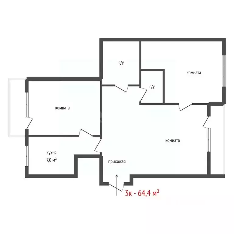 3-к кв. Свердловская область, Екатеринбург ул. Восточная, 23 (64.4 м) - Фото 1