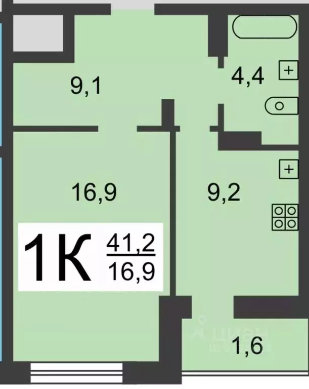 1-к кв. Нижегородская область, Нижний Новгород ул. академика Сахарова, ... - Фото 1
