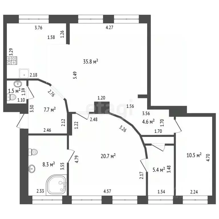 2-к кв. Самарская область, Самара ул. Ерошевского, 1 (94.5 м) - Фото 2