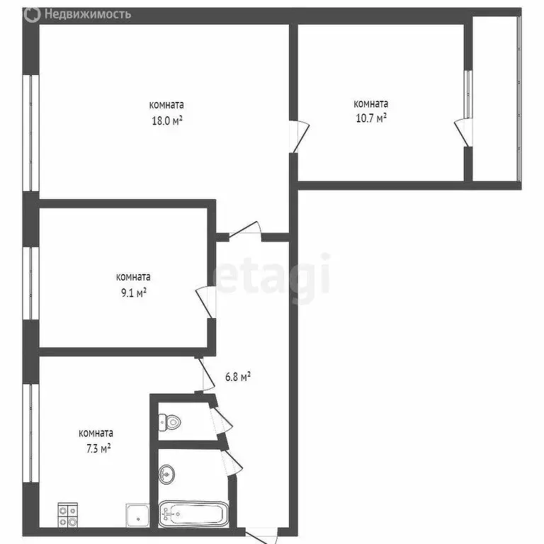 3-комнатная квартира: Ижевск, улица Владимира Краева, 41 (66 м) - Фото 0